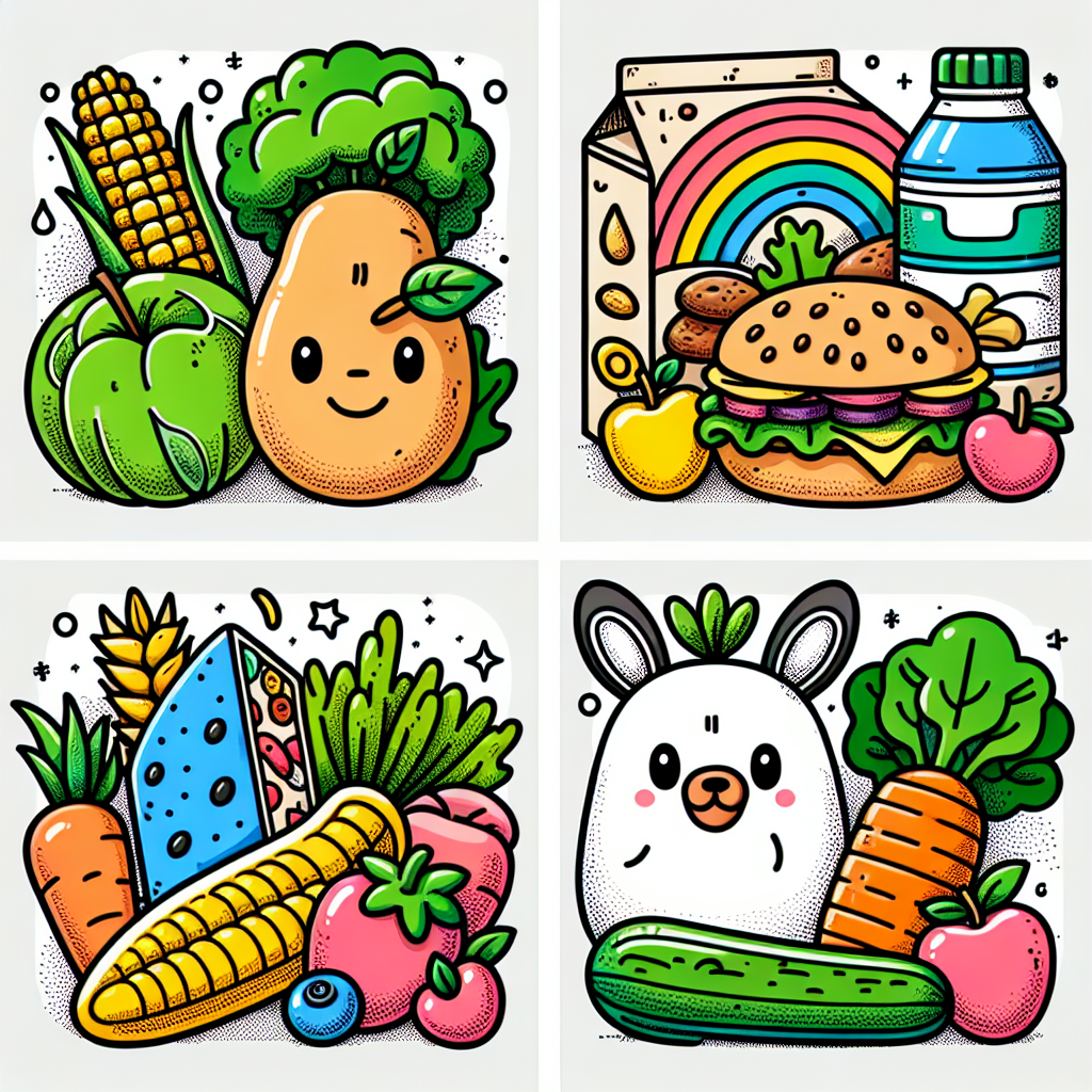 Panduan Sketsa Mewarnai Gambar Kartun Makanan 4 Sehat 5 Sempurna untuk Anak